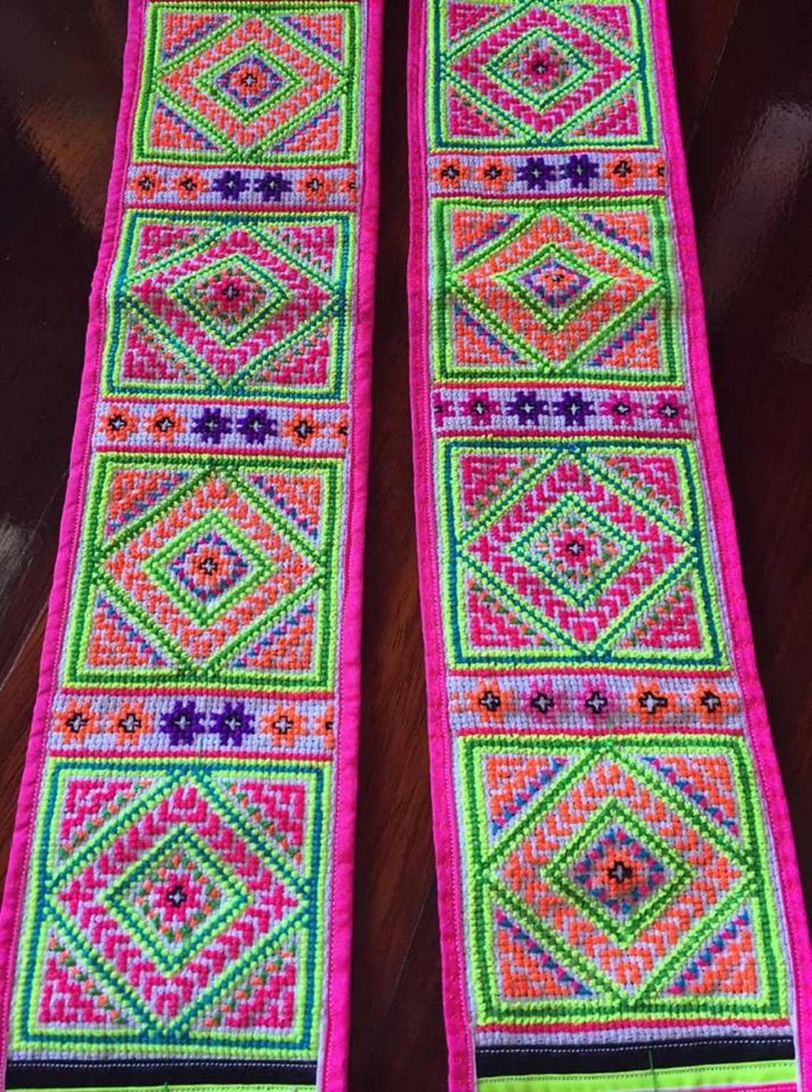 PAIR VINTAGE Hmong Textile Hand Stitch Embroidery Hmong Etsy