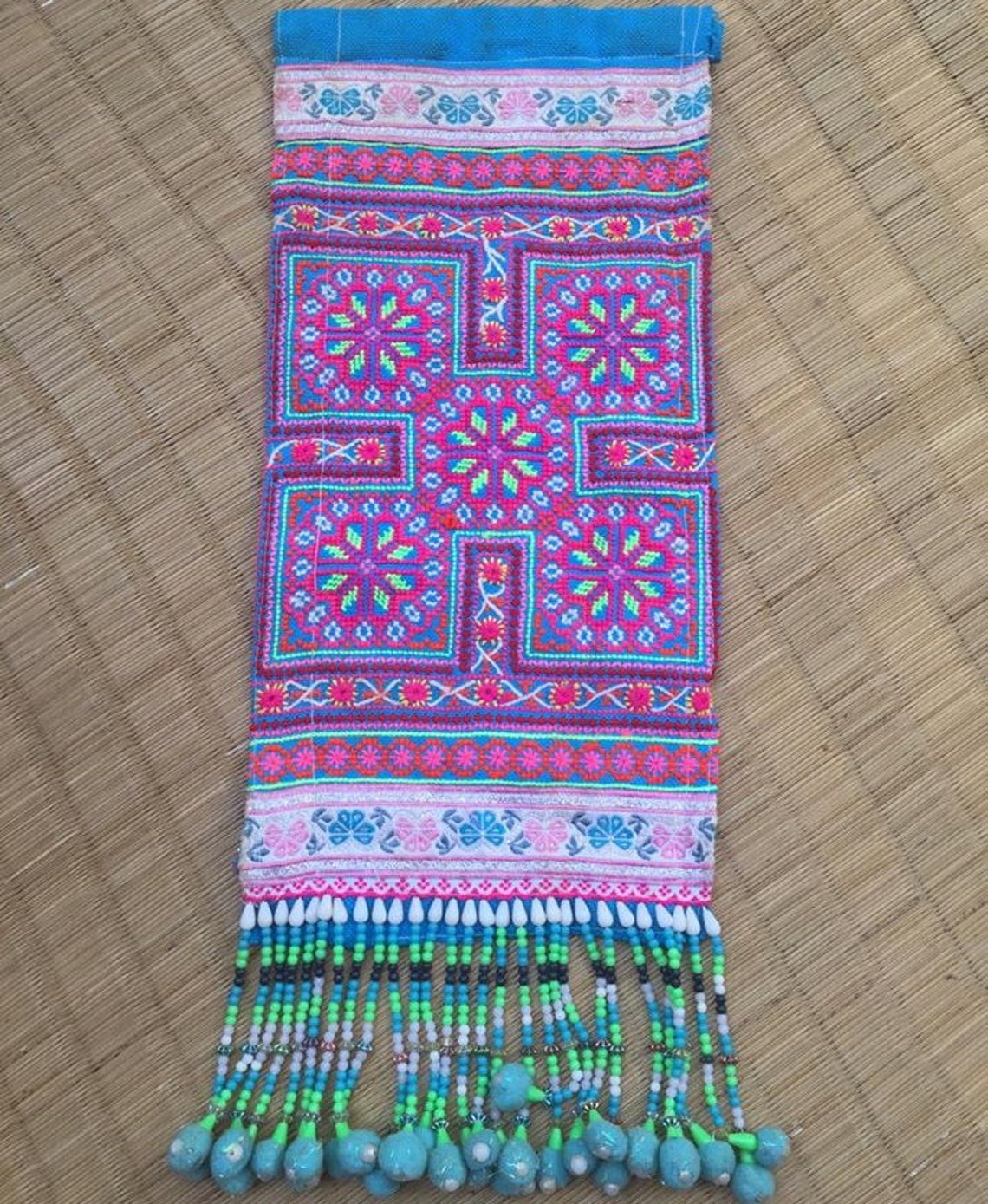 VINTAGE Embroidery Hmong Tapestry Floral Embroidered Etsy