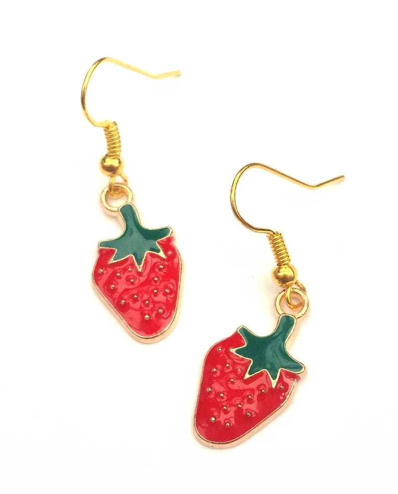 Strawberry Earrings Novelty Fruit Jewellery Kawaii Berry - Etsy UK