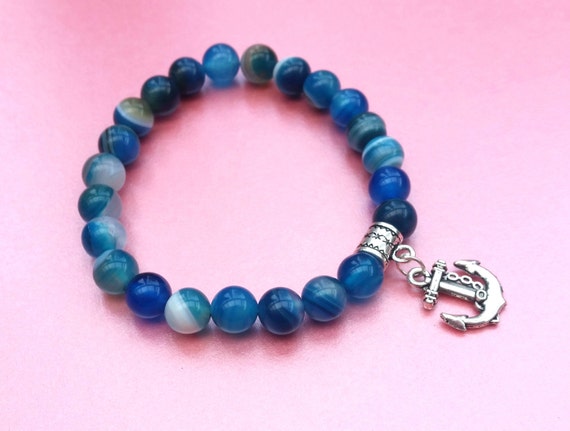 Blue Anchor Bracelet Blue Anchor Jewellery Sailor Bracelet Sailor Jewellery Sailing Gift Mermaid Bracelet Mermaid Jewellery Etsy Ireland