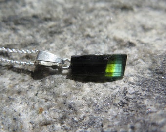 Magic Green-Black Tourmaline Pendant with 925 Silver No. A2