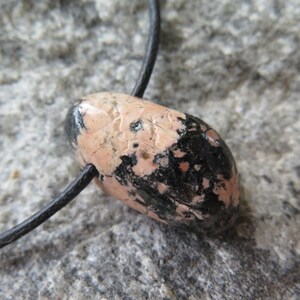 Magic Luxullianit Pendant (Granit from England) with side drilling, incl. black cotton cord - different pendants