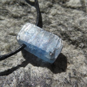 Natural Kyanite Pendant with side drilling, incl. black cotton cord -different variations-