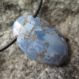 Magic Blue Opal Pendant with side drilling, incl. black cotton cord -different variations-