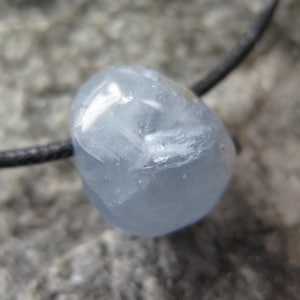 Wonderful Coelestine Pendant with side drilling, incl. black cotton cord -different variants-