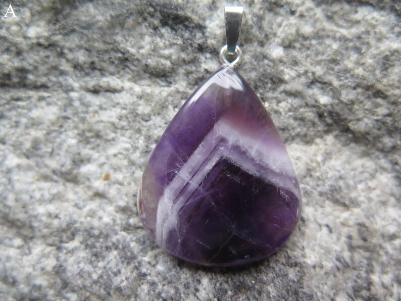 Magic Chevron Amethyste Cabochon Pendant with 925 Silver unterschiedliche Exemplare Anhänger A