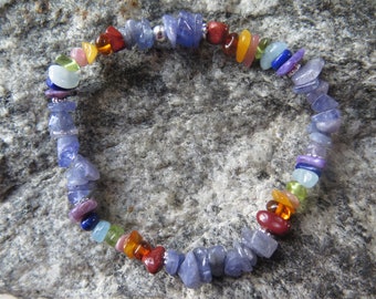 MagicTansanite Bracelet combined with the colours of the Rainbow and 925 Silver, 6 mm
