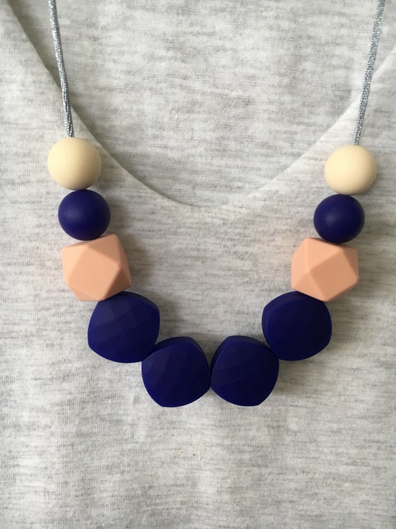 Silicone Beads Necklace Baby Sensory Jewellery gift Blue
