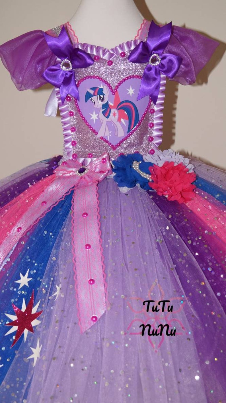 Handmade Girls Twilight Sparkle My Little Pony Pageant Ball Gown Glitter Sparkle Party Tulle Tutu Dress
