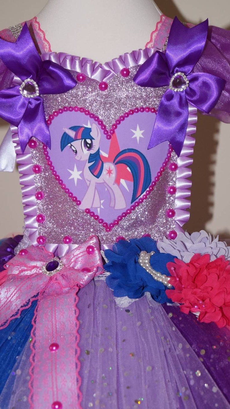 Handmade Girls Twilight Sparkle My Little Pony Pageant Ball Gown Glitter Sparkle Party Tulle Tutu Dress
