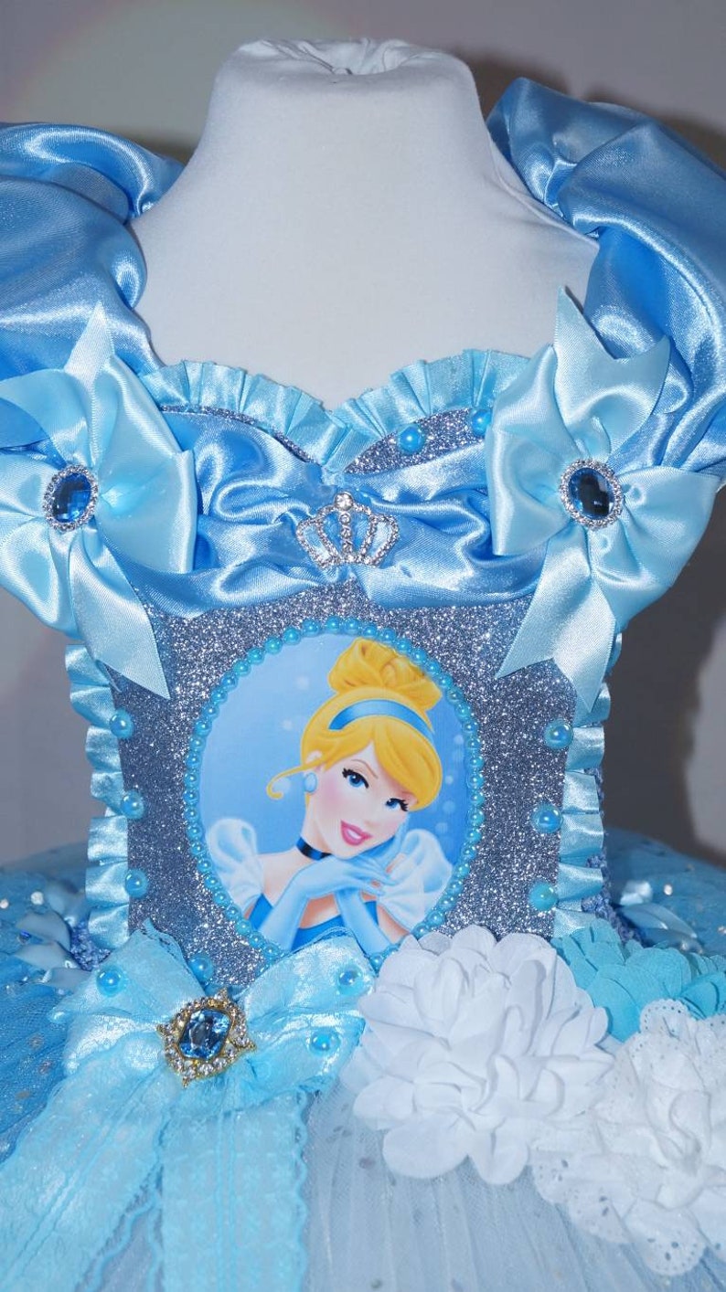 Handmade Girls Cinderella Disney Princess Pageant Ball Gown Glitter Sparkle Party Tulle Tutu Dress