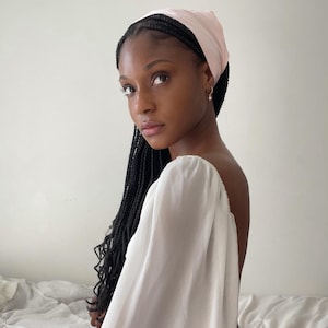 Shell Pink Real Silk Audrey Triangle Headscarf- Sewn in the UK from Mulberry Silk