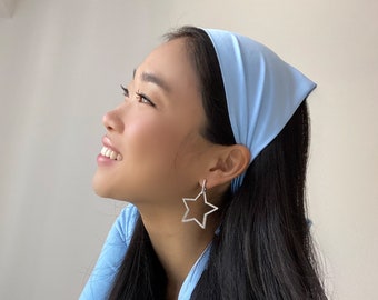 Pale Blue Silk Audrey Triangle Headscarf