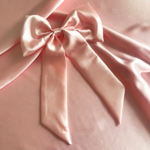 Shell Pink Silk Euphrasie Hair Bow Ribbon Barrette Clip