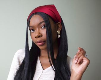 Burgundy Real Silk Audrey Triangle Headscarf