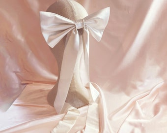 Lottie Bridal Silk Hair Bow- Veil Alternative With Comb or Barrette- UK Sewn
