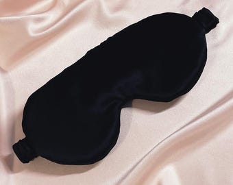 Mulberry Silk Eye Mask – Large Onyx Black Sleep Mask Sewn in UK