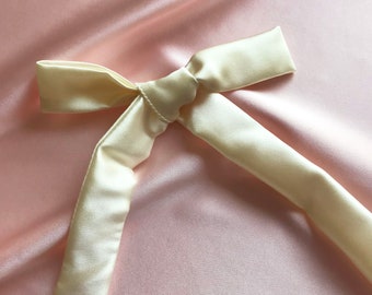 Ivory White Silk Hair Ribbon Pony Scarf Tie