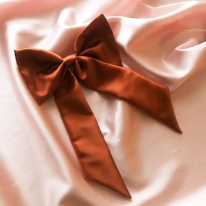 Conker Real Silk Euphrasie Hair Bow Ribbon Barrette Clip- Sewn in the UK
