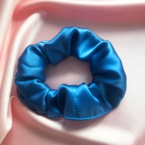 Cornflower Blue Real Silk Satin Astrid Scrunchie- Sewn in the UK