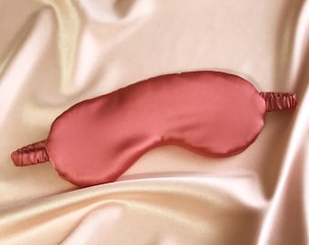 Rose Petal Pink Luxury Mulberry Silk Eye Mask- Sewn in the UK