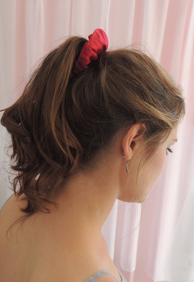 Necklace and Earrings Set Summer Cherry Silk Scrunchie