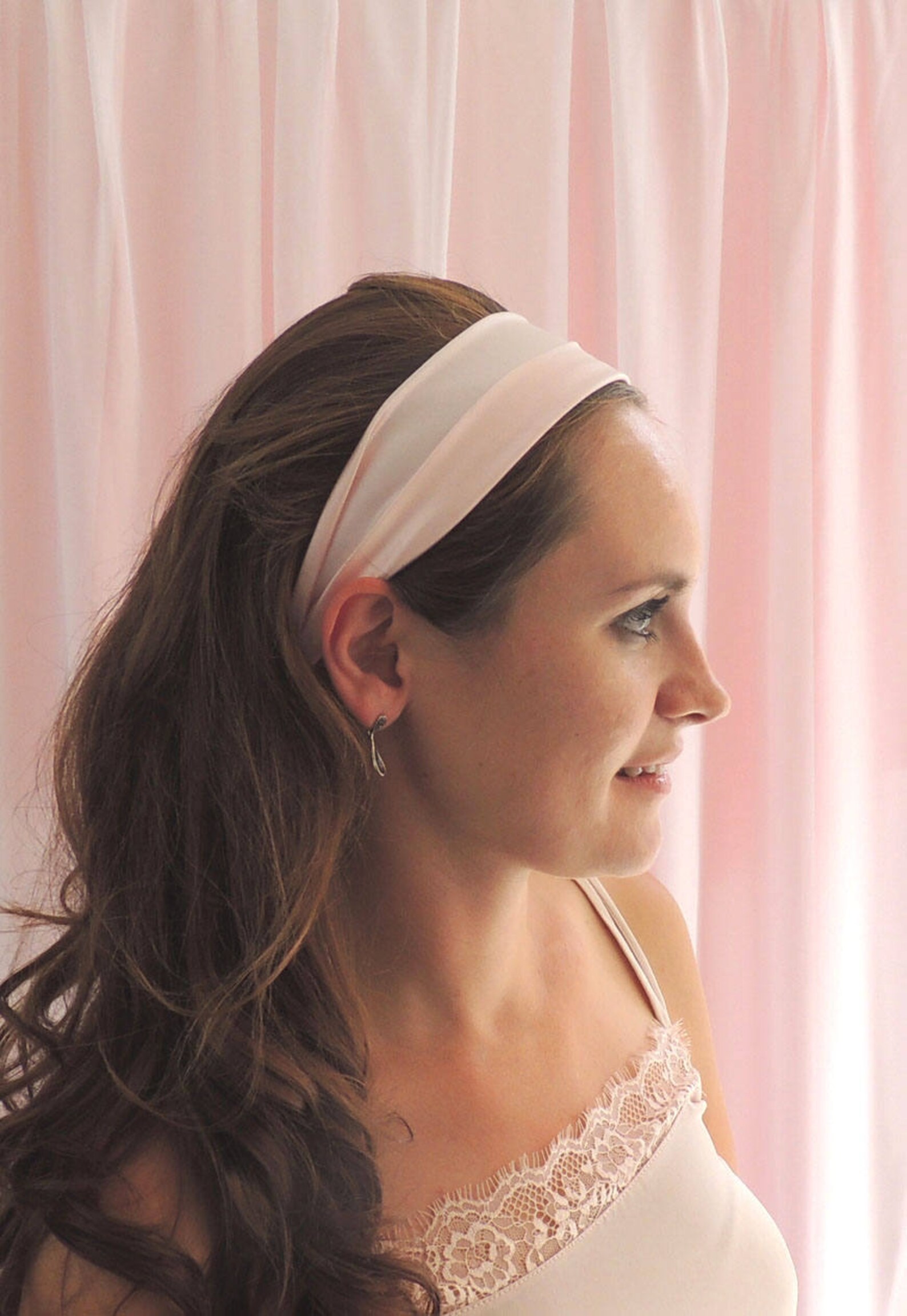 Shell Pink Silk Headband Etsy