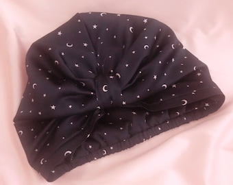 Star Print Mulberry Silk Sleep Cap- Fully Lined