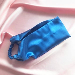 Cornflower Blue Real Stretch Mulberry Silk Headband- Sewn in the UK