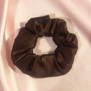 Espresso Brown Real Silk Astrid Scrunchie- Sewn in the UK