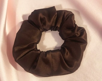 Espresso Brown Real Silk Astrid Scrunchie- Sewn in the UK