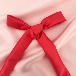 Coral Silk Hair Ribbon Pony Scarf Tie