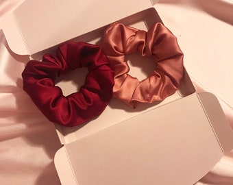 Classic Silk Scrunchie Duo Gift Set- Choose From Over 20 Colours