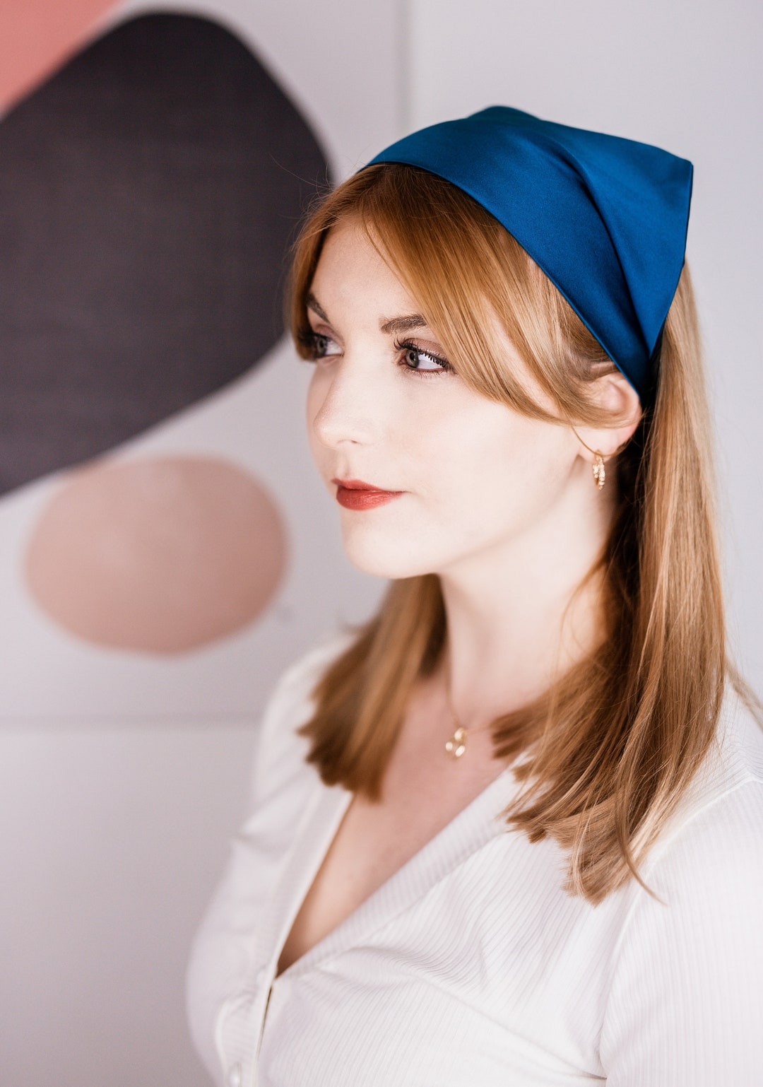 Foulard triangolare in vera seta Audrey color verde acqua zaffiro