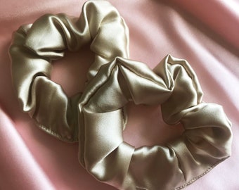 Champagne Mulberry Silk Astrid Scrunchie- Sewn in the UK