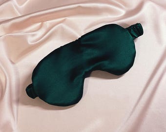 Large Mulberry Silk Eye Mask 19 Momme Emerald Green- Sewn in the UK