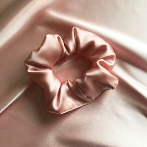 Oyster Pink Real Silk Astrid Scrunchie- Sewn in the UK