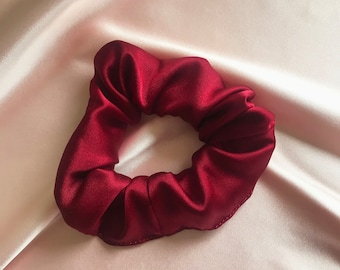 Burgundy Red Real Silk Astrid Scrunchie