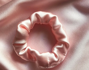 Muschel Rosa Echt Seide Satin Mini Hair Scrunchie