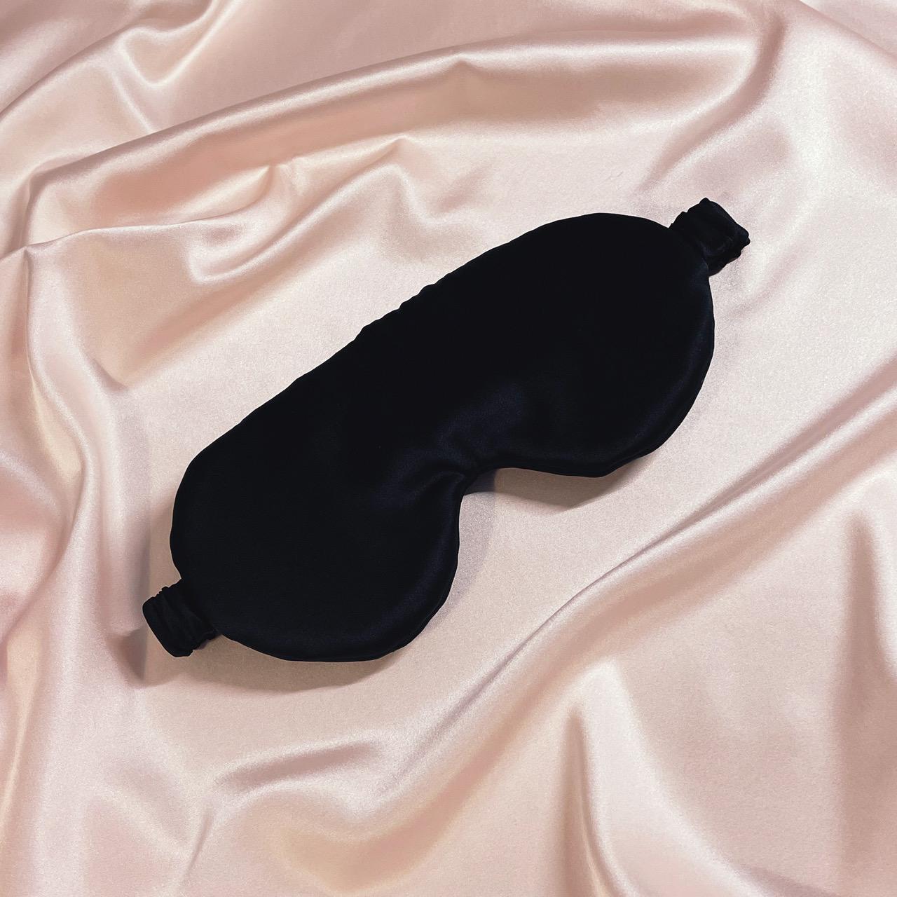 Mulberry Silk Eye Mask - Large Onyx Black Sleep Mask Sewn in UK