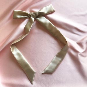 Champagne Gold Silk Hair Ribbon Pony Scarf Tie- Sewn in the UK