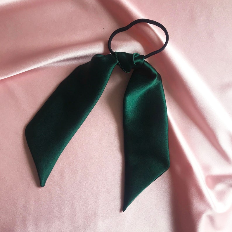 Emerald Green Real Silk Euphrasie Hair Bow Ribbon Barrette Clip image 5