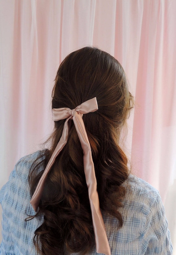 Oyster Pink Silk Hair Ribbon Pony Scarf Tie Etsy