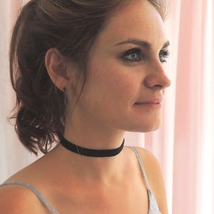 Bridal Wedding Necklace Black Genuine Silk Ribbon Choker with Double Face Satin Ribbon