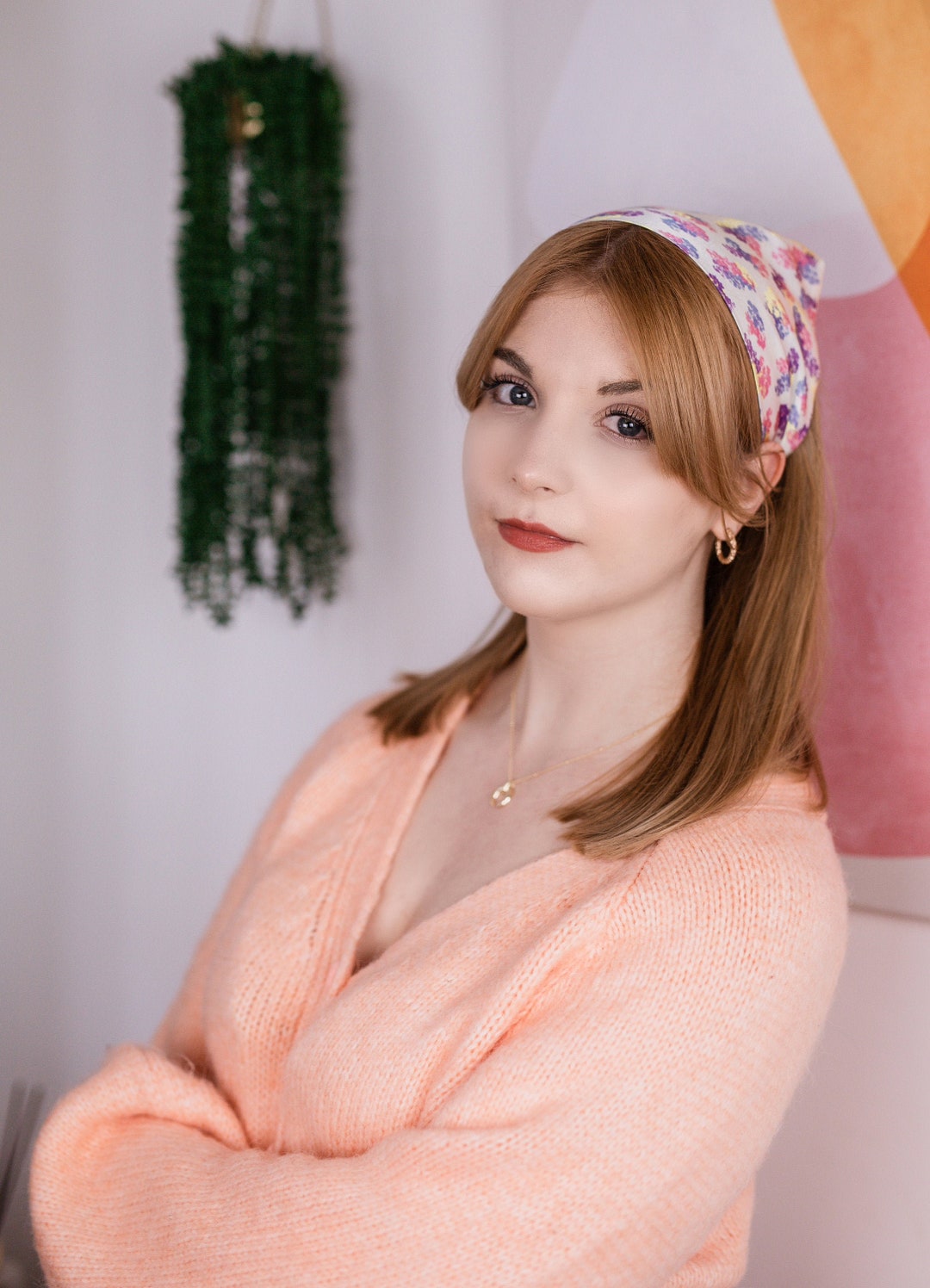 Foulard triangolare in vera seta Audrey con stampa floreale