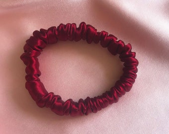 Burgundy Real Silk Hair Elastic