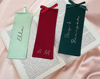 Personalised Ribbon Silk Bookmark- Choose your favourite colour- Handmade in the UK
