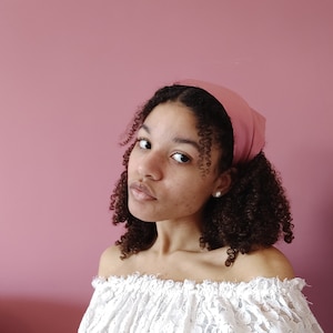 Rose Petal Real Silk Audrey Triangle Headscarf- Sewn in the UK
