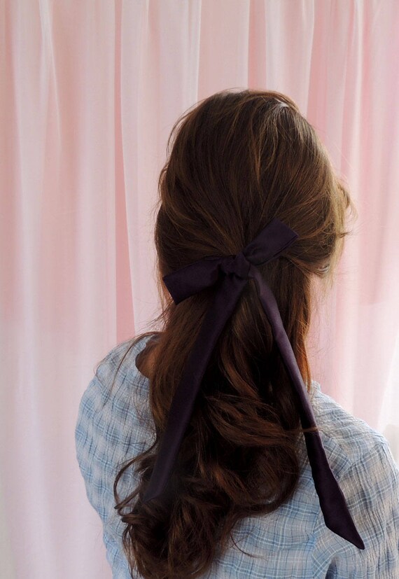 Amethyst Purple Silk Hair Ribbon Pony Scarf Tie Etsy
