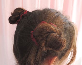 Burgundy Silk Satin Mini Hair Scrunchie